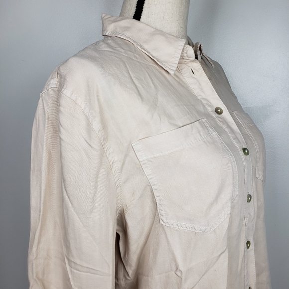 Serra Retreat by Joie Rucker Malibu Bluffs Buff Button Down Elastic Cuff Shirt S - Picture 7 of 16